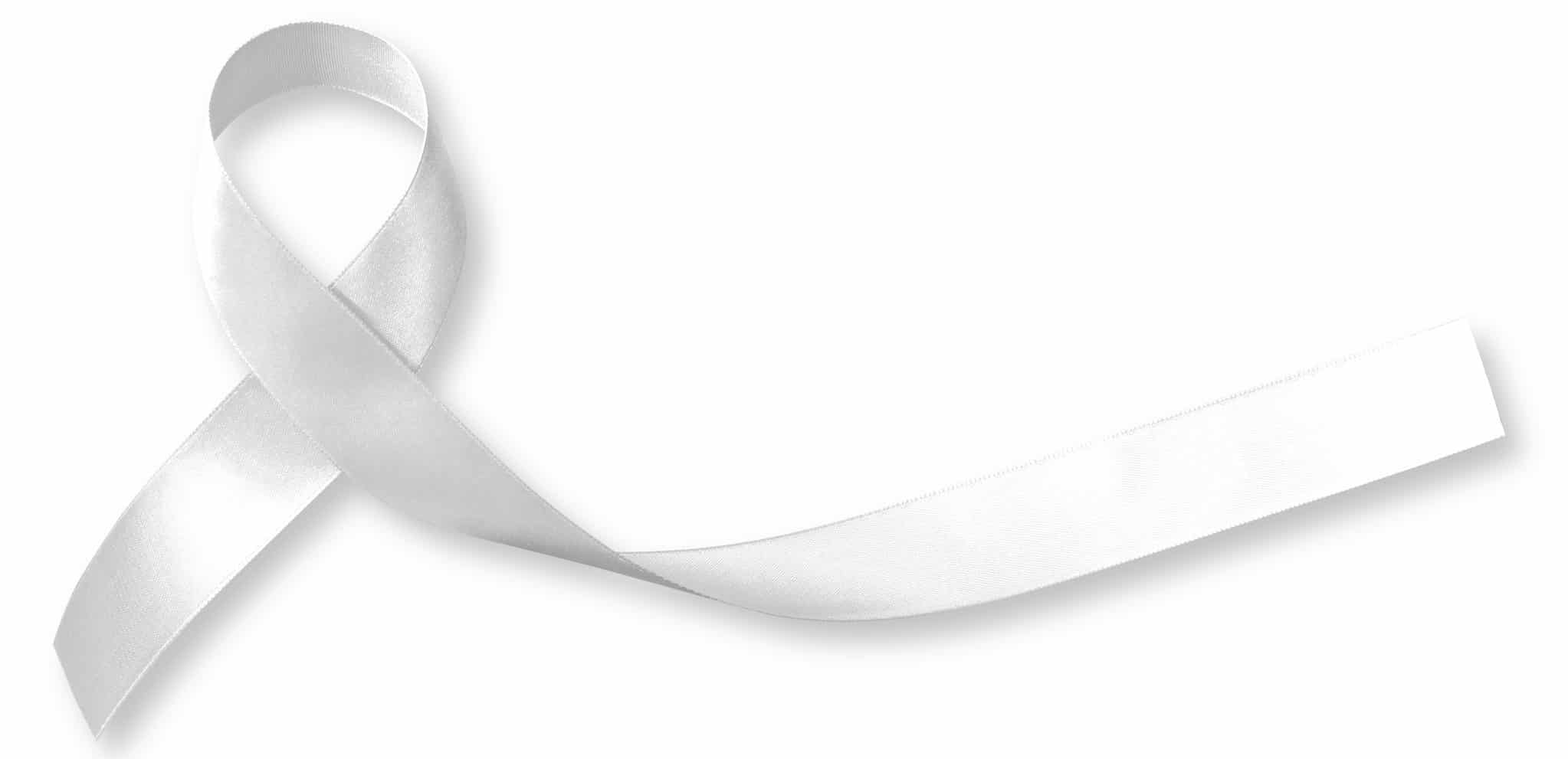 White light pearl color ribbon for raising awareness on Lung cancer and Multiple Sclerosis and international day of non-violence against women (bow isolated with clipping path)
